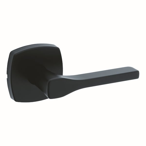 Tripoli Lever with Midtown Rose Passage Door Lock with 6AL Latch and RCS Strike Matte Black Finish